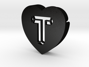 Heart shape DuoLetters print T in Matte Black Steel