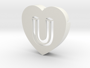 Heart shape DuoLetters print U in White Natural Versatile Plastic