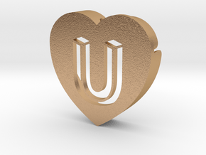 Heart shape DuoLetters print U in Natural Bronze