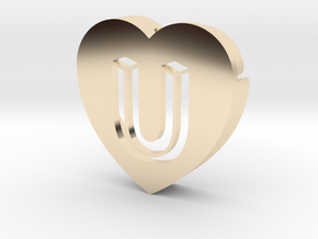 Heart shape DuoLetters print U in 14k Gold Plated Brass