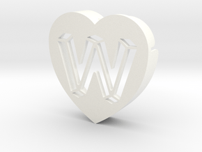Heart shape DuoLetters print W in White Processed Versatile Plastic