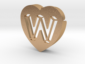 Heart shape DuoLetters print W in Natural Bronze