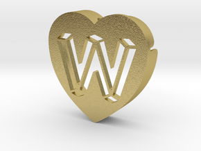 Heart shape DuoLetters print W in Natural Brass