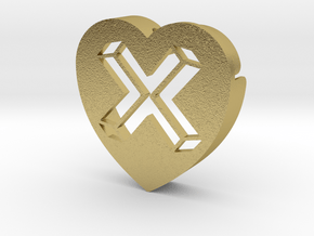 Heart shape DuoLetters print X in Natural Brass