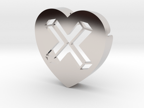 Heart shape DuoLetters print X in Platinum