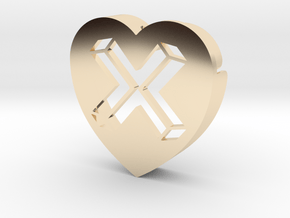 Heart shape DuoLetters print X in 14k Gold Plated Brass