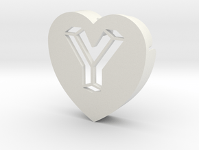 Heart shape DuoLetters print Y in White Natural Versatile Plastic