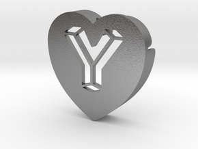 Heart shape DuoLetters print Y in Natural Silver