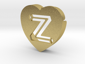 Heart shape DuoLetters print Z in Natural Brass