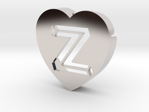 Heart shape DuoLetters print Z in Platinum