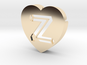 Heart shape DuoLetters print Z in 14k Gold Plated Brass