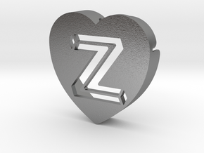Heart shape DuoLetters print Z in Natural Silver