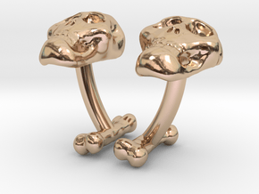 DD-Skull-Cufflinks "BROTHER`n`SISTER" in 14k Rose Gold Plated Brass: Medium