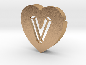 Heart shape DuoLetters print V in Natural Bronze
