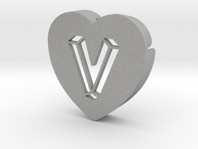 Heart shape DuoLetters print V in Aluminum