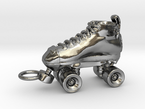 ROLLER DERBY SKATE pendant right in Polished Silver