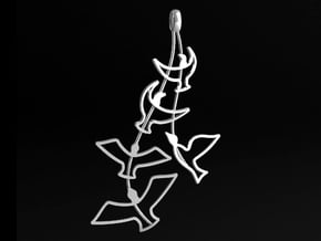 Birds Silhouette Pendant in Polished Silver