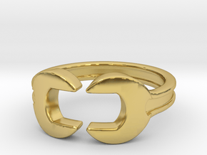 Wrench ring [sizable ring] in Polished Brass