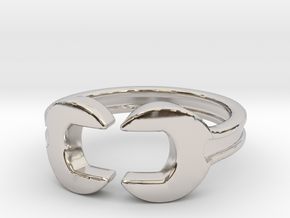 Wrench ring [sizable ring] in Rhodium Plated Brass