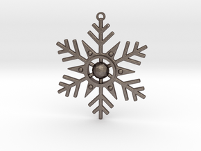 Geometric Snowflake Ornament in Polished Bronzed-Silver Steel