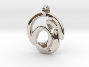 Circle Wave Pendant in Rhodium Plated Brass