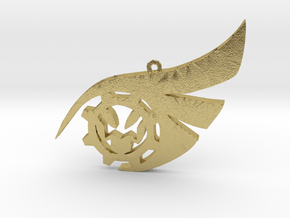 Cloqwork Orange Emblem Pendant w/ Embossed Text in Natural Brass