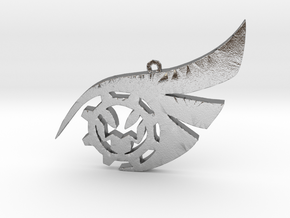 Cloqwork Orange Emblem Pendant w/ Embossed Text in Natural Silver