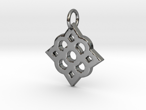 Decorated pendant- Makom Jewelry in Fine Detail Polished Silver