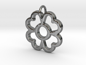 Flower Pendant- Makom Jewelry in Fine Detail Polished Silver