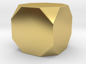 Truncated Cube - 10mm - Rounded V1 in Polished Brass