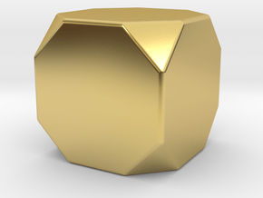 Truncated Cube - 10mm - Rounded V2 in Polished Brass