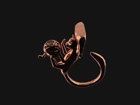 Cute Playful Cat Ring in Polished Bronze