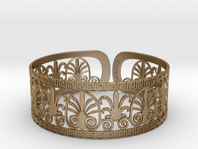 Bracelet with Greek Motifs in Polished Gold Steel