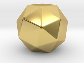 Snub Cube - 10 mm - Rounded V2 in Polished Brass