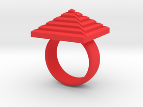SquareSpiralPyramid in Red Processed Versatile Plastic