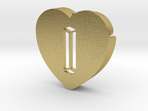 Heart shape DuoLetters print I in Natural Brass