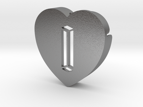 Heart shape DuoLetters print I in Natural Silver