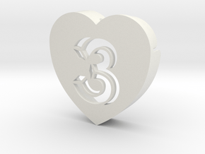 Heart shape DuoLetters print 3 in White Natural Versatile Plastic