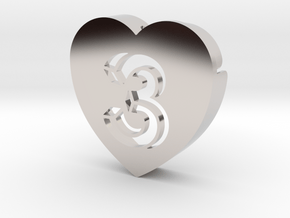 Heart shape DuoLetters print 3 in Platinum
