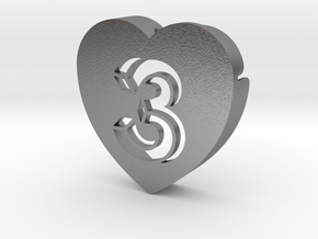 Heart shape DuoLetters print 3 in Natural Silver