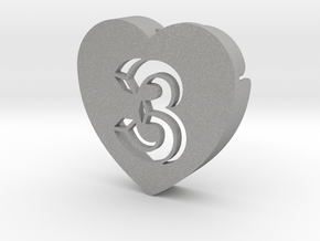 Heart shape DuoLetters print 3 in Aluminum