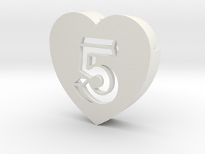 Heart shape DuoLetters print 5 in White Natural Versatile Plastic