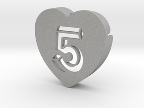 Heart shape DuoLetters print 5 in Aluminum
