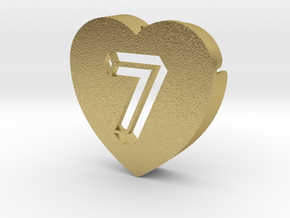 Heart shape DuoLetters print 7 in Natural Brass