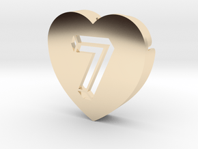 Heart shape DuoLetters print 7 in 14K Yellow Gold