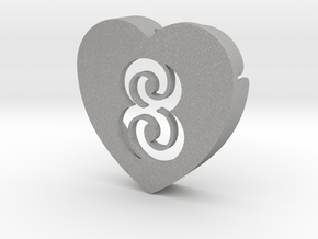 Heart shape DuoLetters print 8 in Aluminum