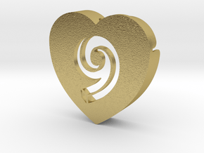 Heart shape DuoLetters print 9 in Natural Brass