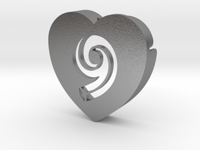 Heart shape DuoLetters print 9 in Natural Silver