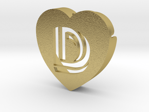 Heart shape DuoLetters print D in Natural Brass