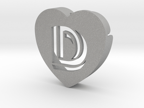 Heart shape DuoLetters print D in Aluminum